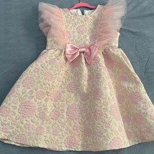 SHEIN Cream and Pink Floral Kids Dress